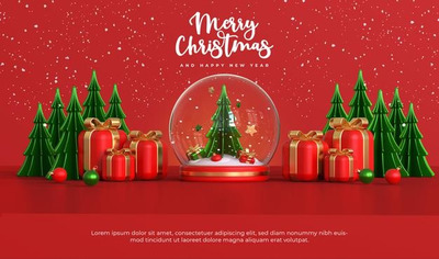 雪球/圣诞树/礼品装饰圣诞设计素材[psd]