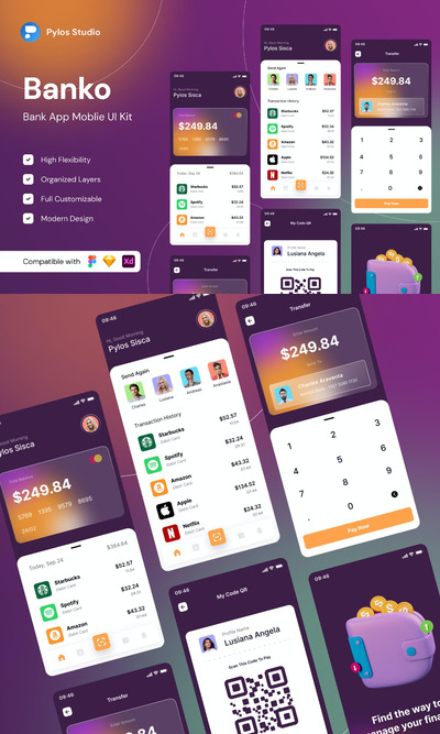 银行管理 App UI Kits (FIG)