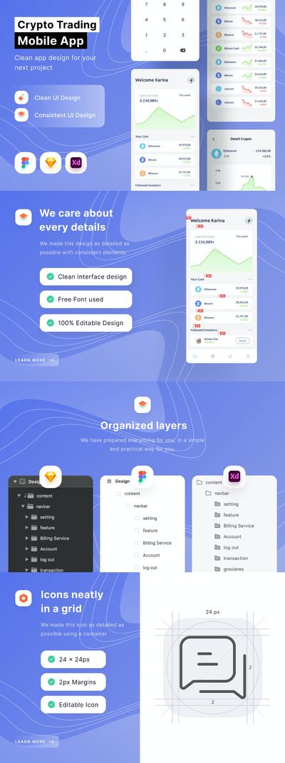 加密交易 APP UI (FIG,SKETCH,XD)
