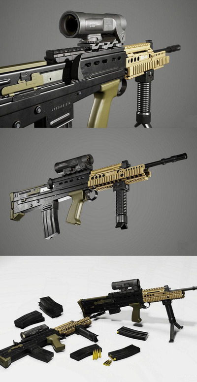 L85A2突击步枪3D模型（OBJ,FBX,MAX）