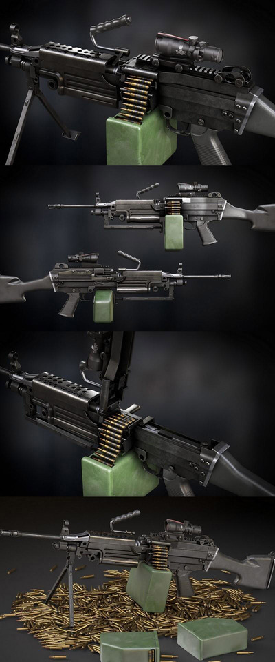 M249 para班用自动武器3D模型（OBJ,FBX,MAX）