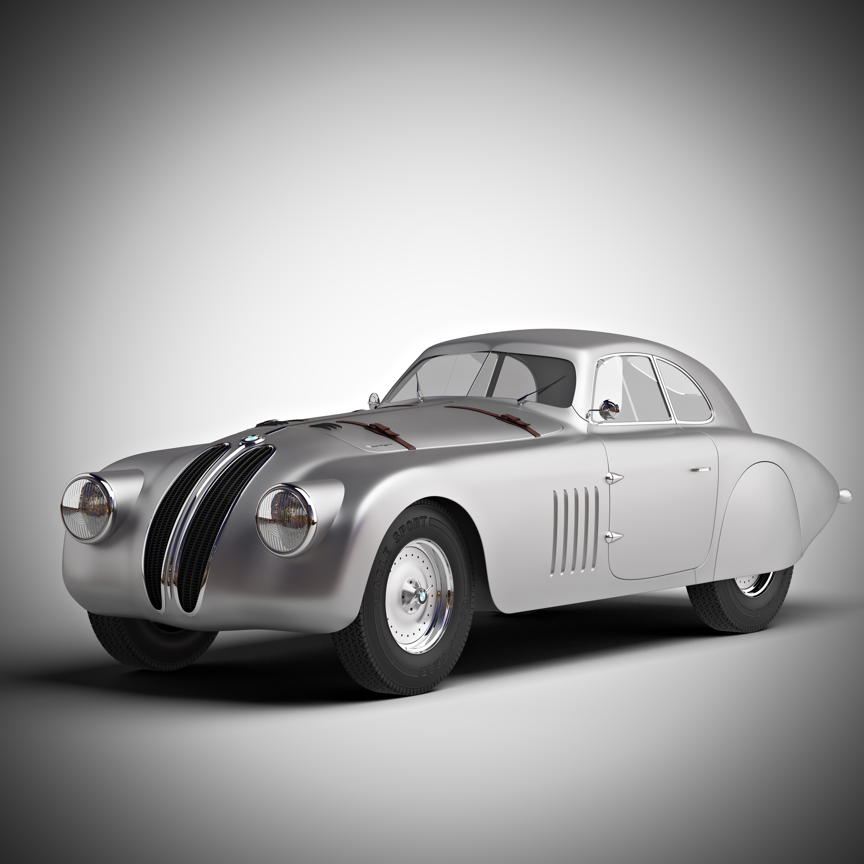 BMW 328 Mille Miglia Touring Coupe银色概念汽车3D模型（FBX,MAX）