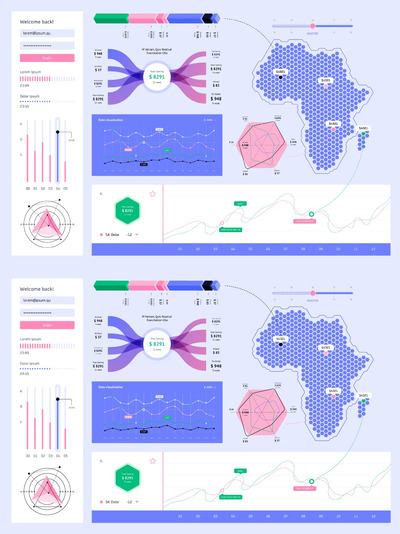 FUI常用非洲信息统计地图模板 (AI,EPS,JPG)