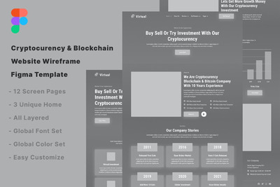 加密货币 & 区块链 网站设计线框图figma版 (FIG,JPG,PNG)