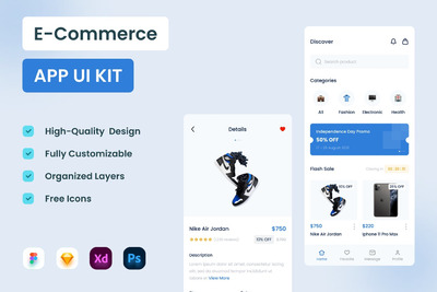时尚电商 App UI KIT (PSD,XD,FIG,SKETCH)