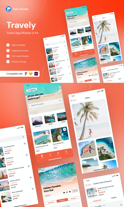 旅行相关 App UI Kits (FIG)