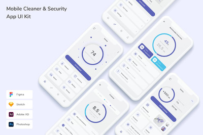 手机清理和安全管理 App UI Kit (FIG,PSD,SKETCH,XD)