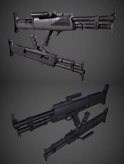 High Standart model 10霰弹枪3D模型（OBJ,FBX,MAX）