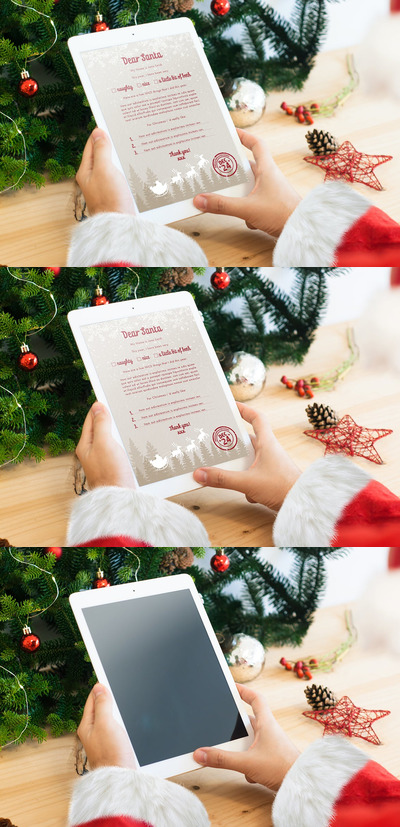 圣诞主题平板展示样机 (PSD)