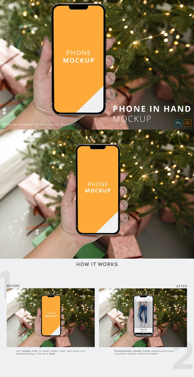 iPhone 13 Pro Max圣诞新年模型 (PSD,PDF)