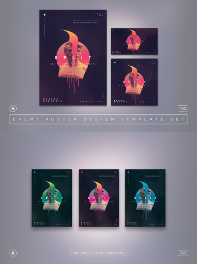 高品质的派对艺术海报设计模板-PSD