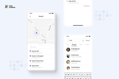 高品质的抽象搜索定位APP UI KITS-FIG, SKETCH, XD