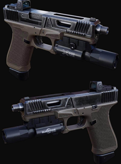 Tactical Glock 19手枪3D模型（OBJ,FBX,MAX）