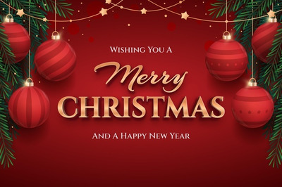 圣诞快乐文字效果红色装饰背景[AI,EPS]