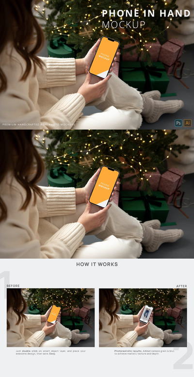 iPhone 13 Pro Max圣诞节模型(PSD,PDF)