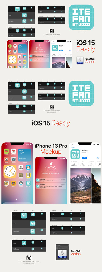 iOS 15 应用程序图标模板-PSD