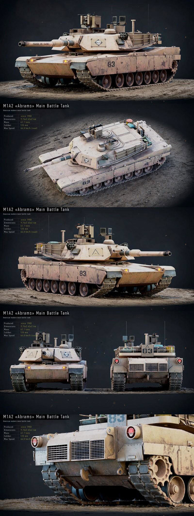 M1A2 Abrams GameReady主战坦克3D模型（OBJ,FBX,MAX）