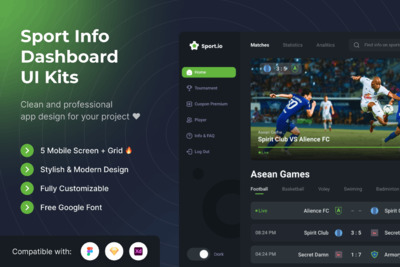 运动信息仪表板UI Kits (FIG,SKETCH,XD)