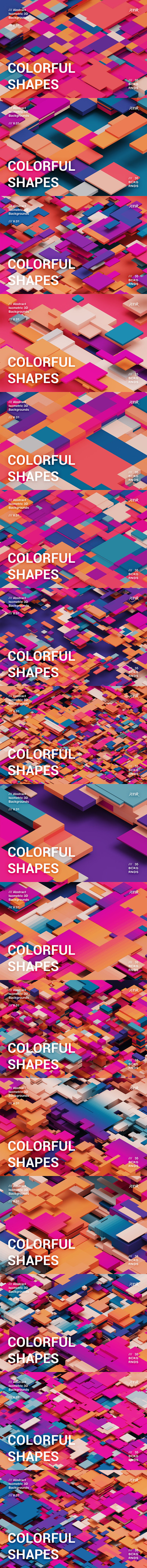 35种彩色形状 (PNG)