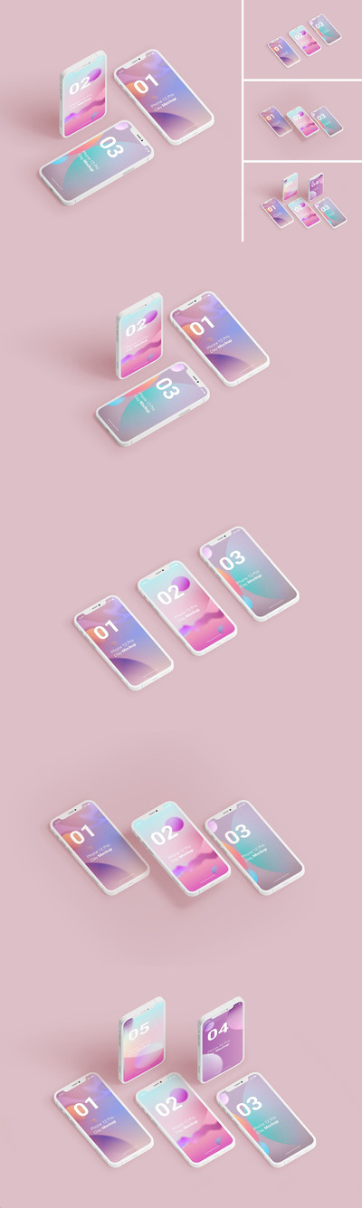 高品质的时尚iPhone APP UI样机展示模型mockups