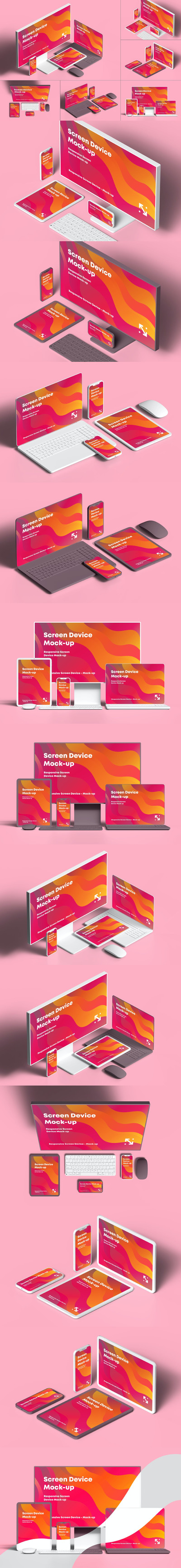 响应式屏幕设备模型APP UI样机展示模型mockups