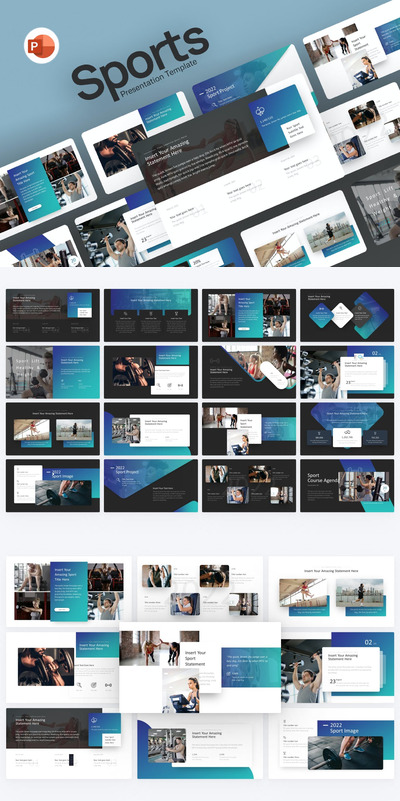 高品质的体育运动powerpoint幻灯片演示模板（pptx）