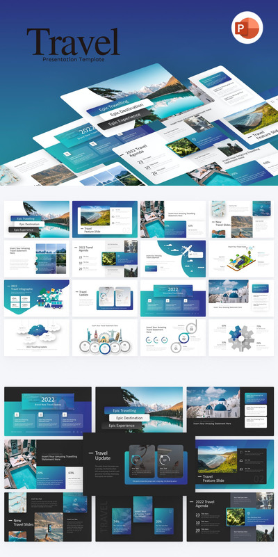 高品质的旅游度假powerpoint幻灯片演示模板（pptx）