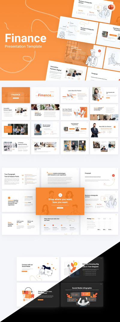 高品质的时尚高端简约清新多用途的金融powerpoint幻灯片演示模板（pptx）