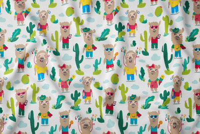 可爱卡通动物无缝图案背景 (EPS,JPG,PNG,SVG)