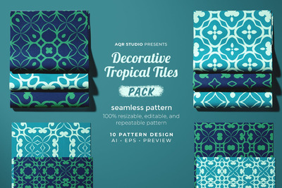 热带装饰无缝图案背景(AI,EPS,PNG)