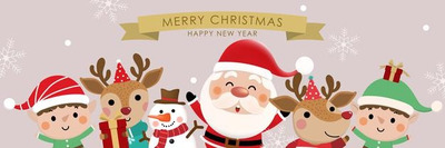 圣诞新年可爱卡通角色Banner贺卡设计素材[EPS]