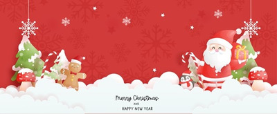 可爱圣诞老人圣诞树圣诞场景Banner模板[EPS]