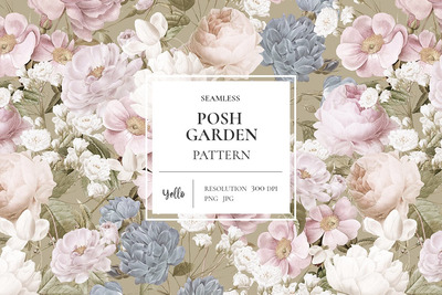 时髦的英式花卉图案背景(JPG,PNG)