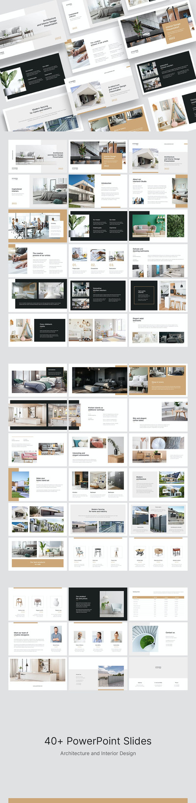 高品质的时尚高端专业房地产室内设计powerpoint幻灯片演示模板（pptx）