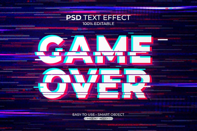 高品质的时尚动感清新小故障抖音小视频风格立体字体设计图层样式-PSD