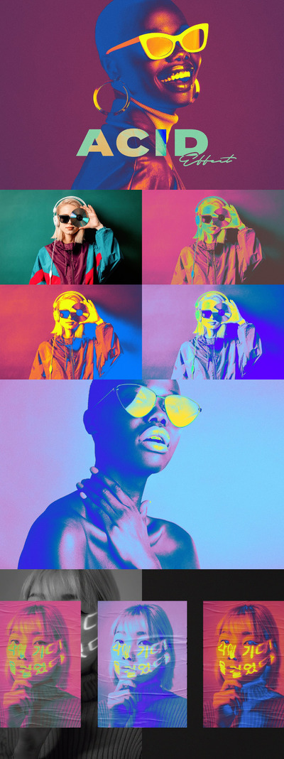 高品质的强烈色彩对比撞色效果照片滤镜图层样式-PSD