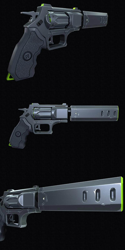 科幻左轮手枪3D模型（OBJ,FBX,MAX）