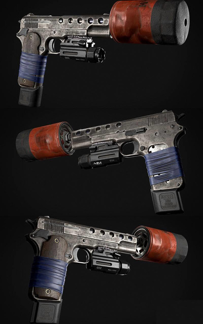 消音柯尔特1909左轮手枪3D模型（OBJ,FBX,MAX）