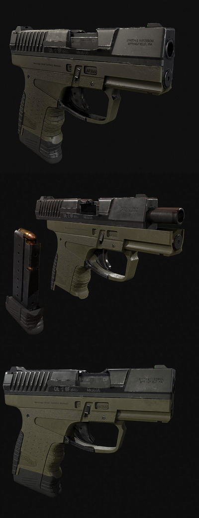 Walther瓦尔特PPS手枪3D模型（OBJ,FBX,MAX）