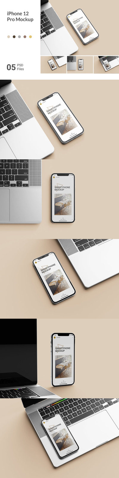 时尚高端逼真质感的iPhone 12 Pro APP UI样机展示模型mockups