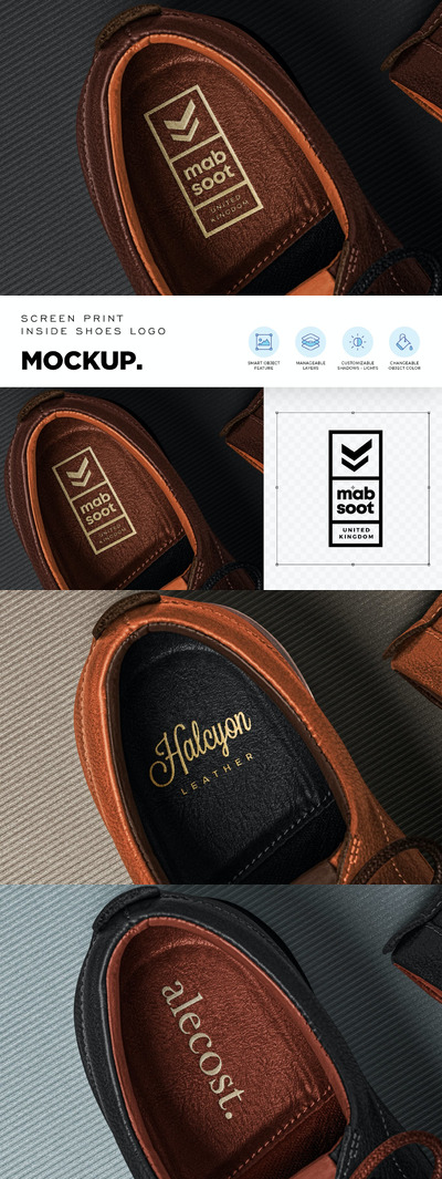 皮革鞋垫logo模型 (PSD)