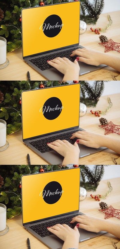 圣诞笔记本电脑模型 (PSD)