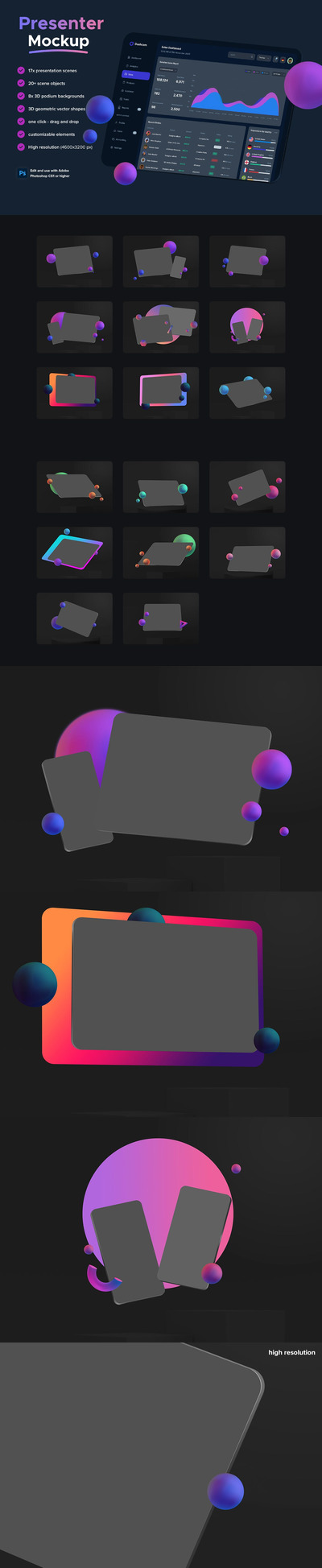 高端UI屏幕展示样机(JPG,PSD)