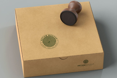 邮戳印章和盒子模型(PSD,JPG)