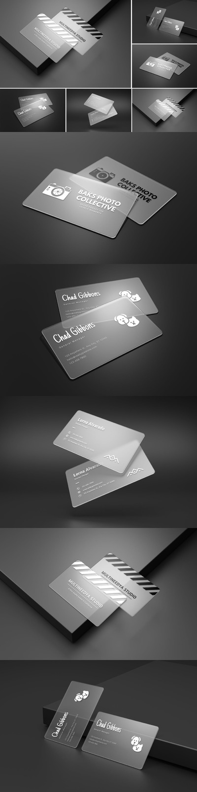 透明的名片卡片模型(PSD)