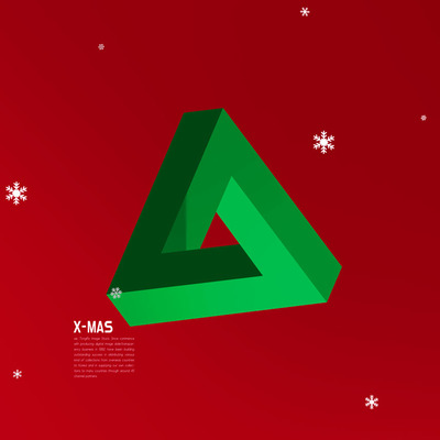 视觉错觉三角形圣诞主题海报素材 (psd)