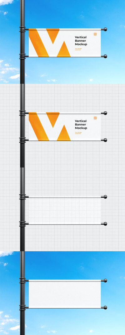 水平广告横幅样机 (PSD)