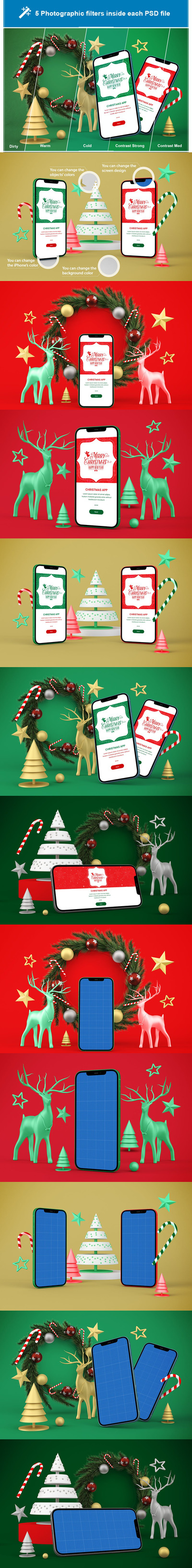 圣诞场景的设计样机模板下载（PSD）