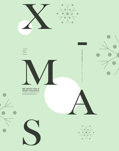 绿色简约风格XMAS圣诞海报设计模板 (psd)