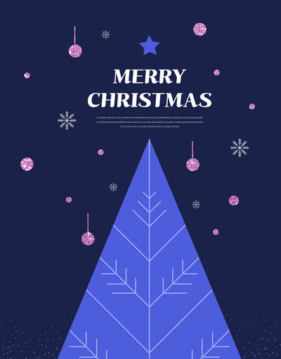 线条圣诞树圣诞节海报设计模板 (psd)